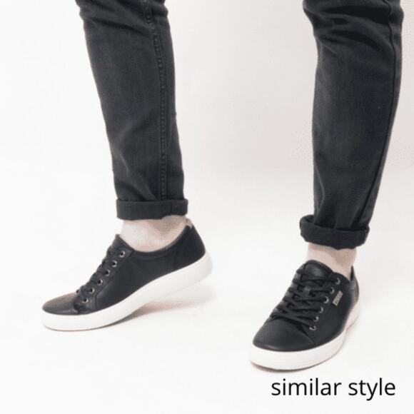 ECCO Soft 7 Light Perforated Black Leather Sneaker size 10.5 (44-EU) - Picture 1 of 13